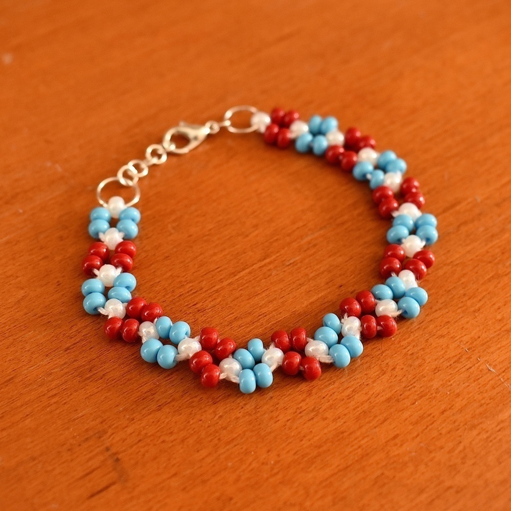 Red, White, and Blue Beaded Bracelet